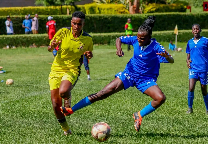 Kenya Police Bullets youngster Emily Moranga being tackled by an opponent